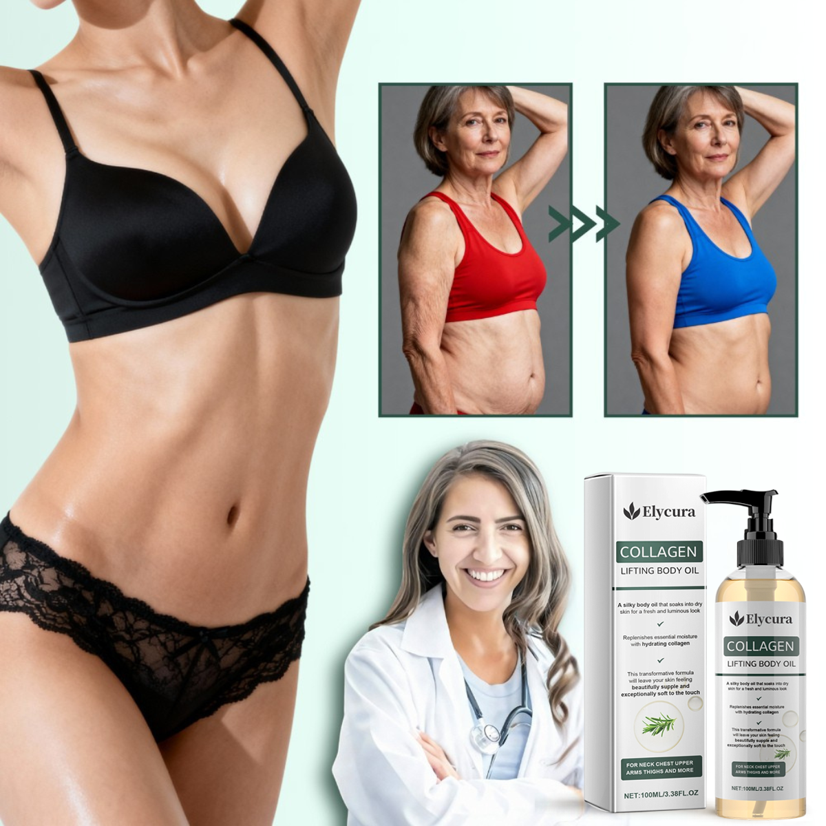 Elycura™ Collagen Oil Tightens and lifts sagging skin by 98% within 24 hours