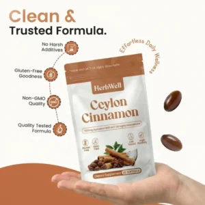 HerbWell Ceylon Cinnamon 7200mg Equivalent with MCT Oil