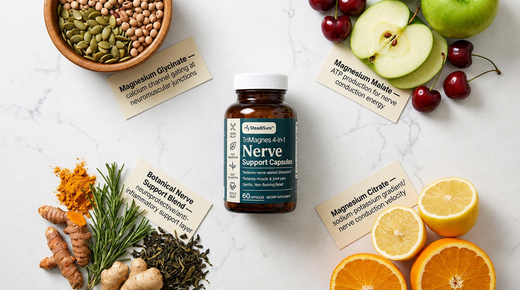 SteadiSure TriMagnes 4-in-1 Nerve Support Capsules