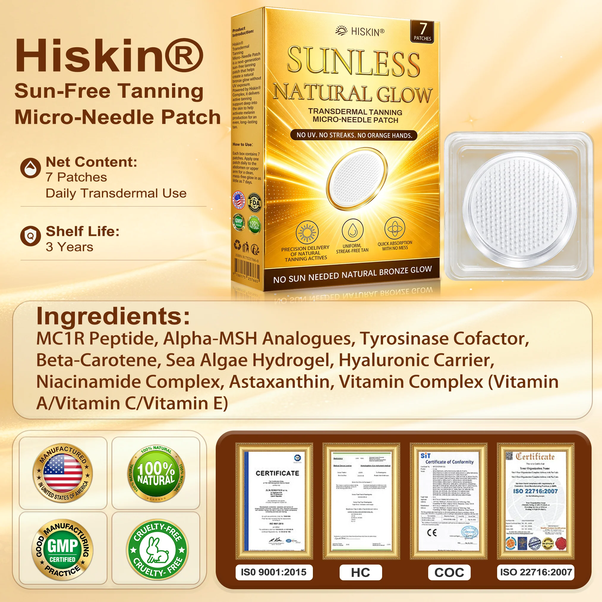 Hiskin Sunless Natural Glow Micro-Needle Patch