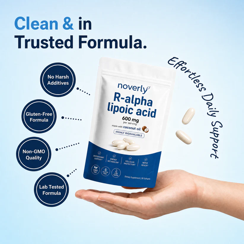 Noverly R-alpha Lipoic Acid | 600mg Pure R-Form Softgels